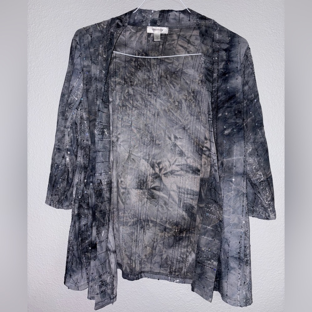 Dressbarn Gray Sequin Detail Cardigan